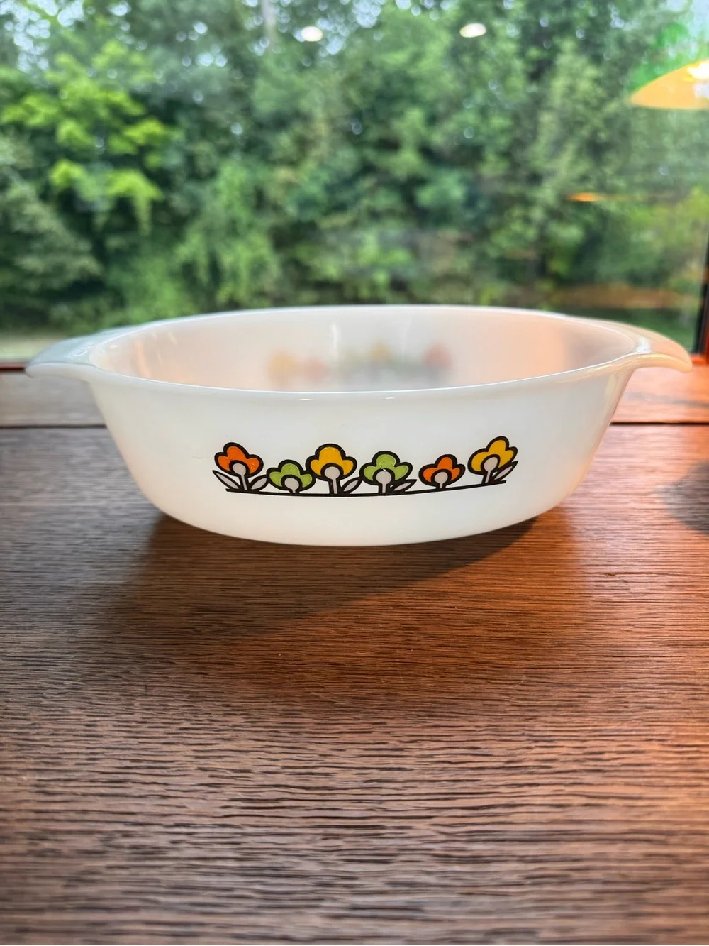 Fire king anchor Hocking retro flower 2qt dish